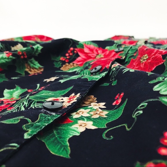 Vintage Botanical Holiday Motif Pinafore Dress | Size M - Picture 14 of 15